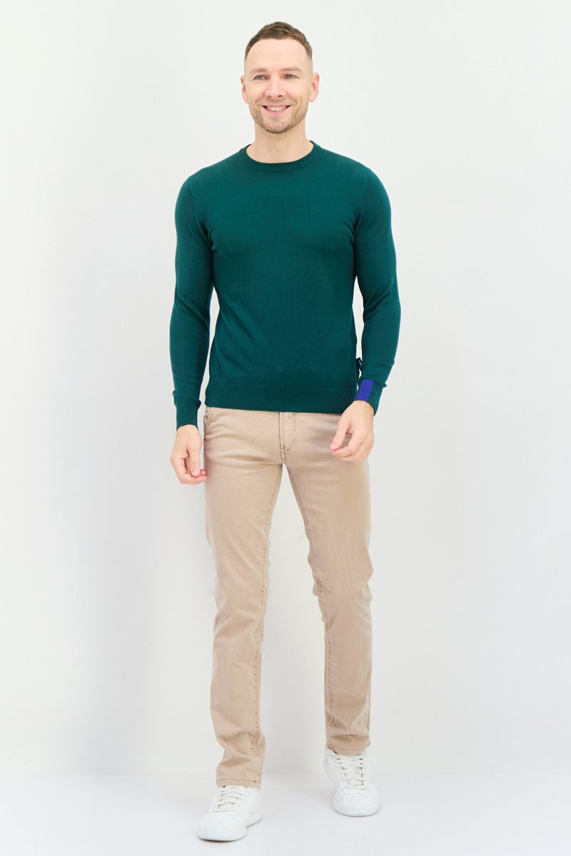 GAS سويت شيرت رجالي بياقة دائرية بأكمام طويلة محبوك، أخضر - Image 4