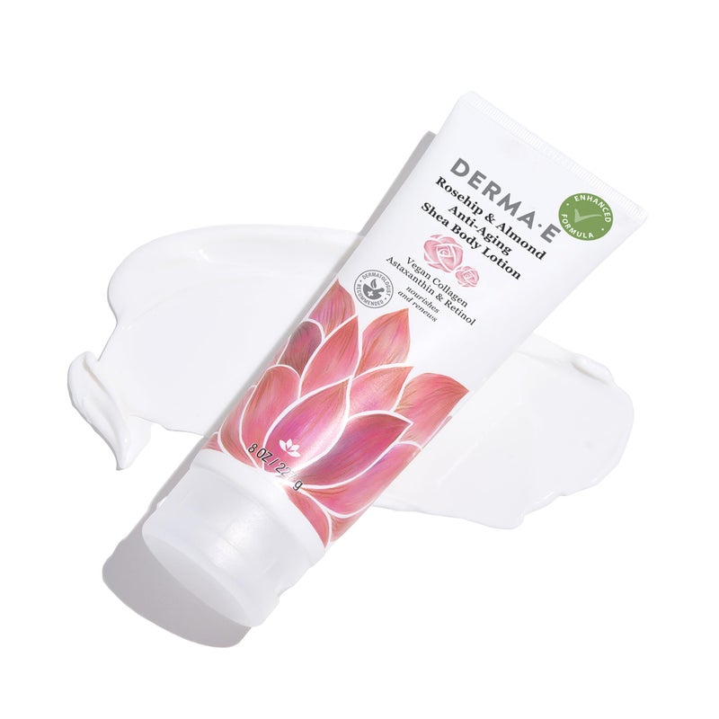 derma-e Derma E Rosehip and Almond Anti-Aging Shea Body Lotion â€“ Vegan Flora-Collagen, Retinol and Vitamin E Moisturizer for Dry Skin â€“ Gently Scented Cruelty Free Moisturizing Cream, 8 oz - Image 5