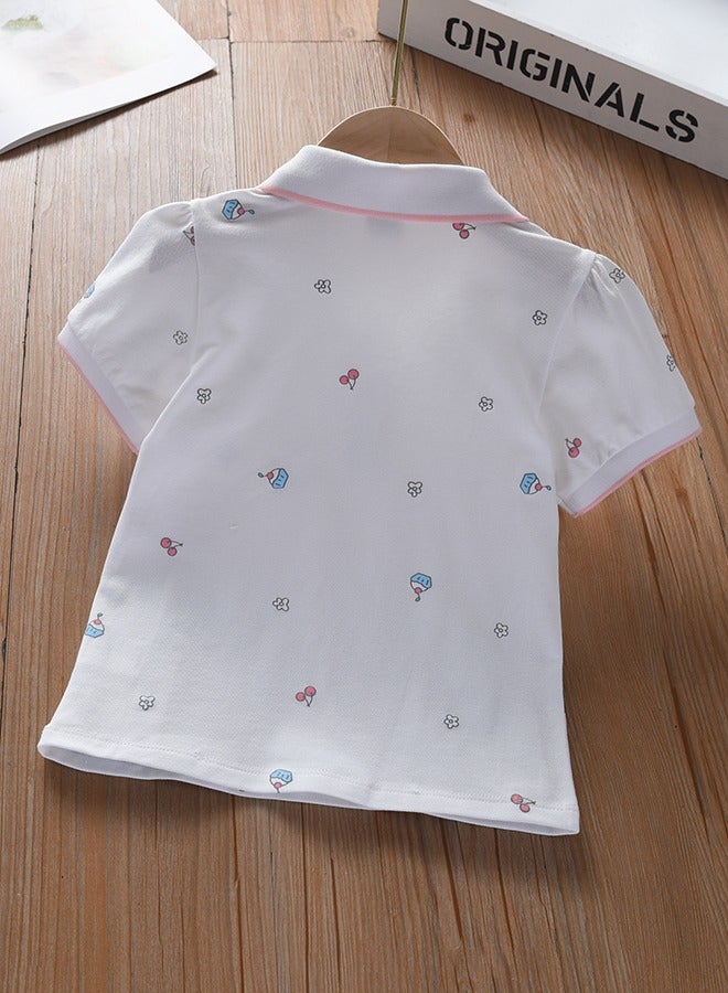 KUYEEBEAR Girls Preppy Style Color contrast Polo Shirt  - Image 2