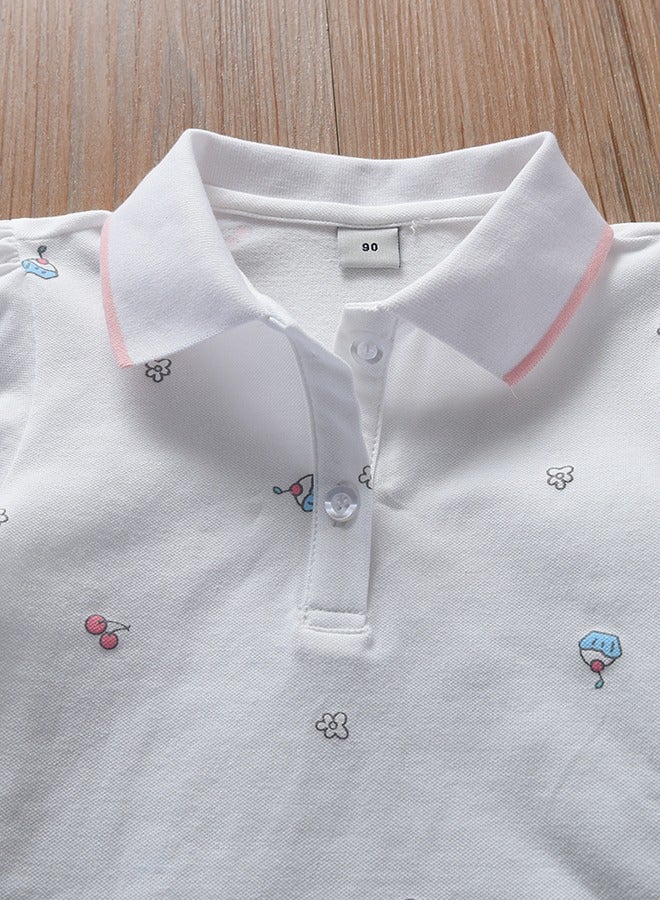 KUYEEBEAR Girls Preppy Style Color contrast Polo Shirt  - Image 3