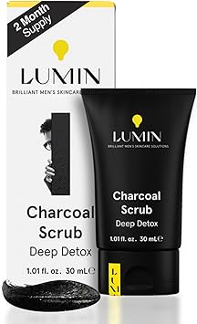 LUMIN Lumin Charcoal Scrub Deep Detox for Men Face Cleanser for Men Pre Shave Scrub A charcoal face exfoliator that refreshes rejuvenates the skin Suitable for all skin types 30ml 1Pack - Image 1