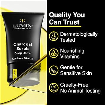 LUMIN Lumin Charcoal Scrub Deep Detox for Men Face Cleanser for Men Pre Shave Scrub A charcoal face exfoliator that refreshes rejuvenates the skin Suitable for all skin types 30ml 1Pack - Image 5