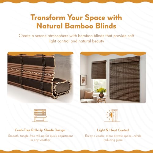 Radiance Cordless Cocoa Havana Flatweave Bamboo Roman Shade, 23 in. W x 64 in. L - 2215200E - Image 3