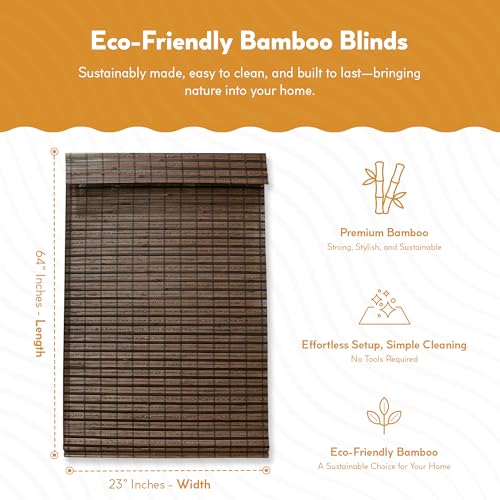 Radiance Cordless Cocoa Havana Flatweave Bamboo Roman Shade, 23 in. W x 64 in. L - 2215200E - Image 2