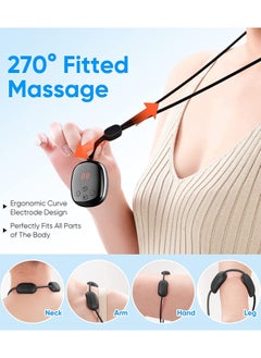 Sharpdo Neck Massager with Heat, Portable EMS Lymphatic Drainage Massager for Pain Relief Deep Tissue, Intelligent Electric Pulse Neck and Shoulder Massager Device for Women Men Gift, 4 Modes 15 Levels  - Image 3
