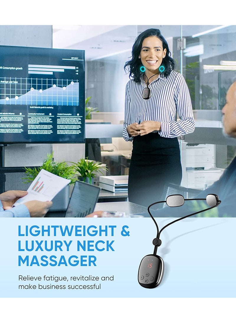 Sharpdo Neck Massager with Heat, Portable EMS Lymphatic Drainage Massager for Pain Relief Deep Tissue, Intelligent Electric Pulse Neck and Shoulder Massager Device for Women Men Gift, 4 Modes 15 Levels - Image 2