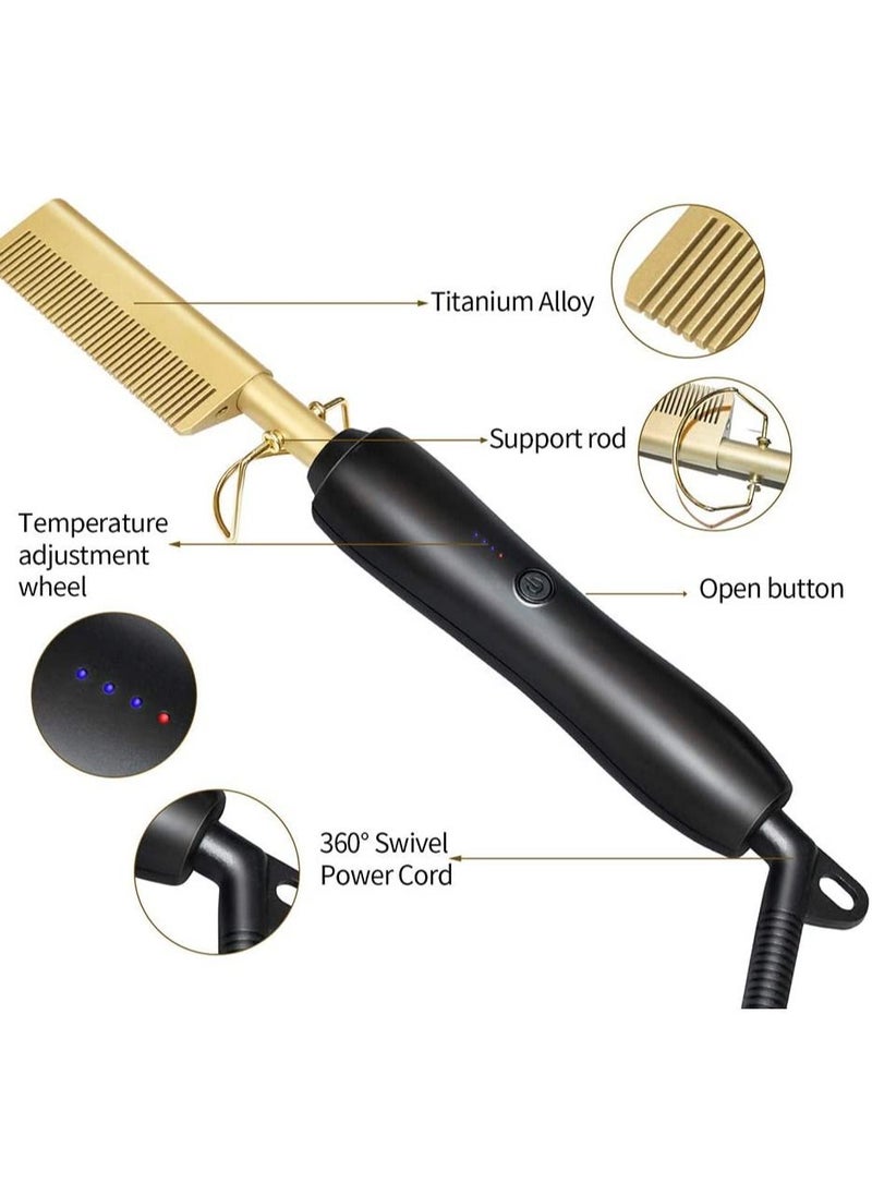 Generic - Hot Comb Hair Straightener Electric Straightening for African American And Wigs Ceramic Wand Curling Irons Lightweight Protective Brush - Image 1
