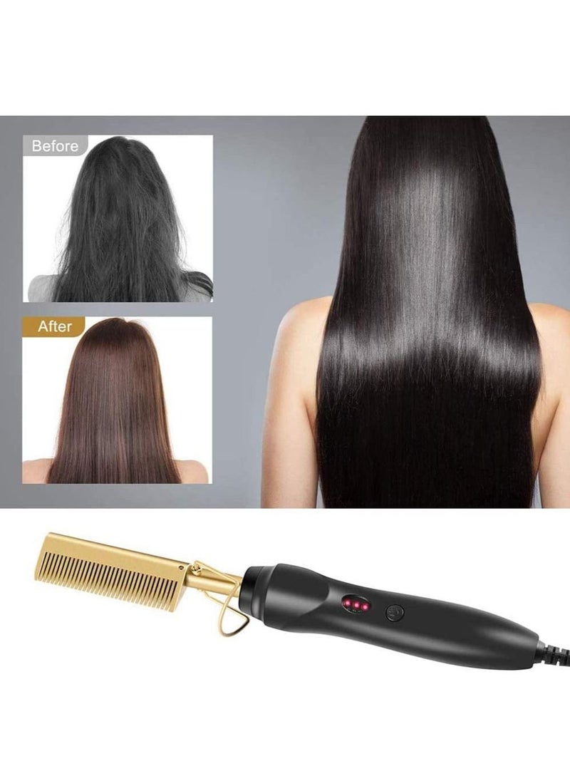 Generic - Hot Comb Hair Straightener Electric Straightening for African American And Wigs Ceramic Wand Curling Irons Lightweight Protective Brush - Image 1