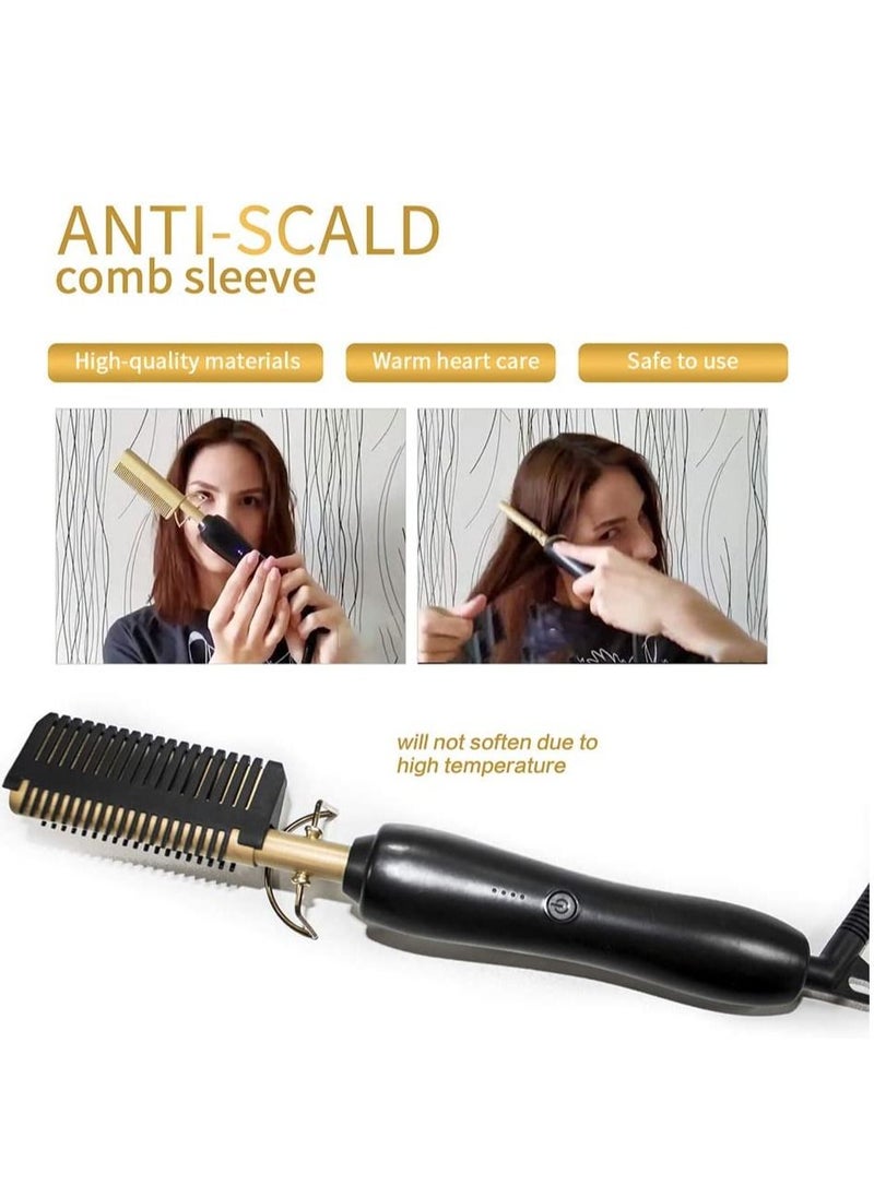 Generic - Hot Comb Hair Straightener Electric Straightening for African American And Wigs Ceramic Wand Curling Irons Lightweight Protective Brush - Image 1