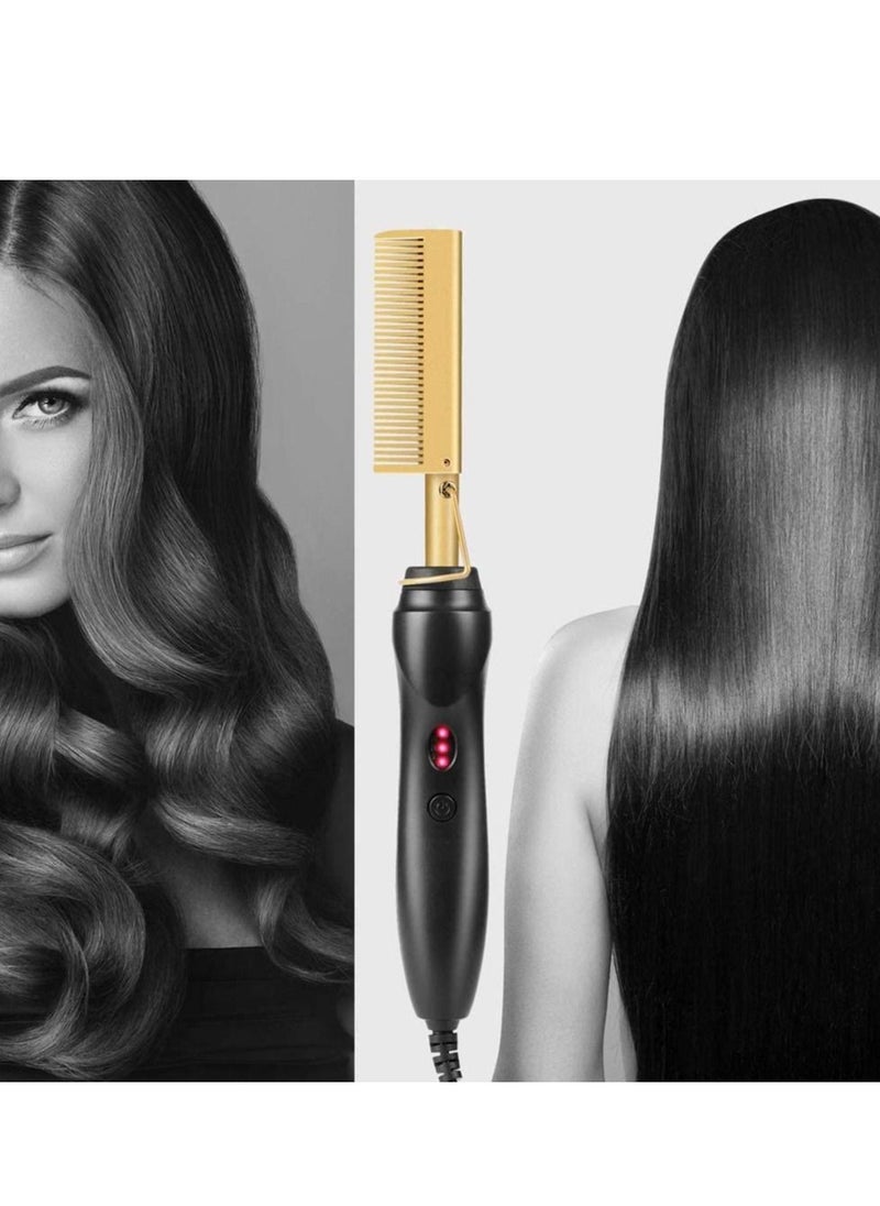 Generic - Hot Comb Hair Straightener Electric Straightening for African American And Wigs Ceramic Wand Curling Irons Lightweight Protective Brush - Image 1