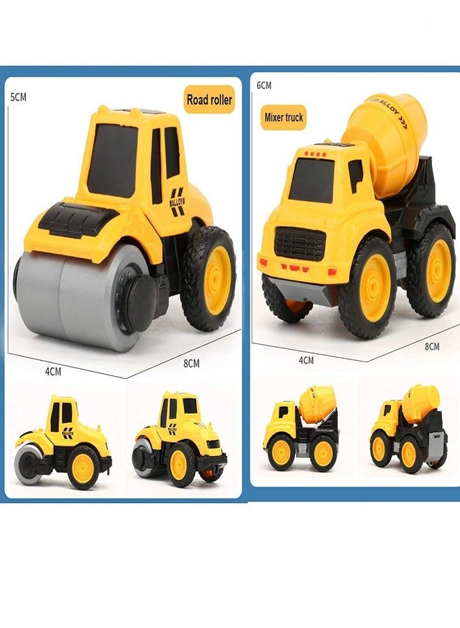 SANTALON 6 Wheel Metal Construction Trucks Gift Pack Set,Unbreakable Pull Back Friction Powered Engineering Car Construction Vehicle for Kids,Yellow - Image 2