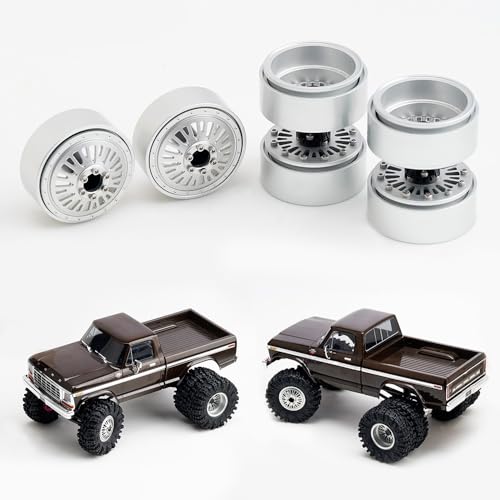 DJX CNC 13 inch Front Rear Dually Beadlock Wheels Rim for RC Crawler Car 124 Axial SCX24 F150 C10 118 Redcat Ascent18 Traxxas TRX4M RC Upgrades PartsSilver - Image 1