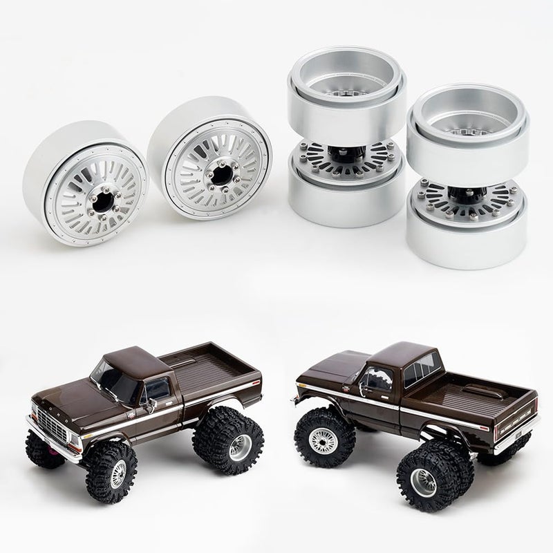 DJX CNC 13 inch Front Rear Dually Beadlock Wheels Rim for RC Crawler Car 124 Axial SCX24 F150 C10 118 Redcat Ascent18 Traxxas TRX4M RC Upgrades PartsSilver - Image 3