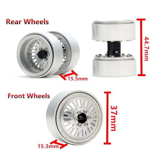DJX CNC 13 inch Front Rear Dually Beadlock Wheels Rim for RC Crawler Car 124 Axial SCX24 F150 C10 118 Redcat Ascent18 Traxxas TRX4M RC Upgrades PartsSilver - Image 5