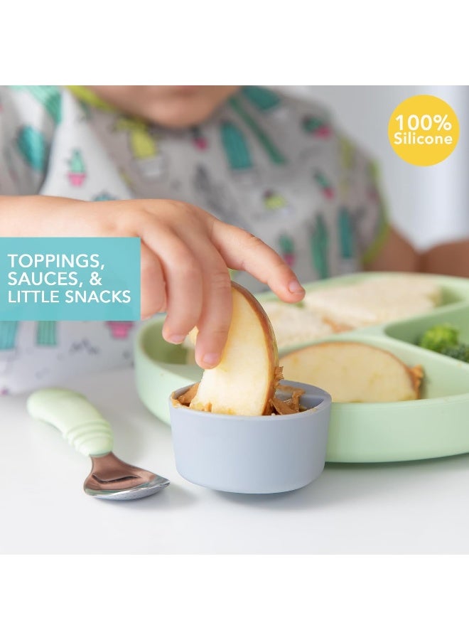 Bumkins Baby Silicone Little Dippers for Baby Bowls, Sauce Dish, Attaches to Dishes and Plates, Holds Dip and Sauce, Baby Led Weaning for Babies 6 Months (3-Pack) - Image 2