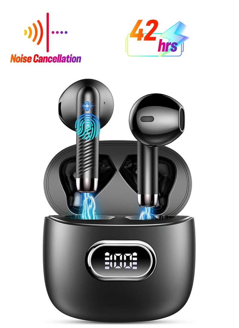 X-level - Wireless Earbud, Bluetooth Headphones 5.3 Stereo Bass 42H in-Ear Earphones 2024 Noise Cancelling Ear Buds 4 ENC Mic Call Bluetooth Earbud USB-C LED Display IP7 Waterproof Sport Headset for Android iOS - Image 1