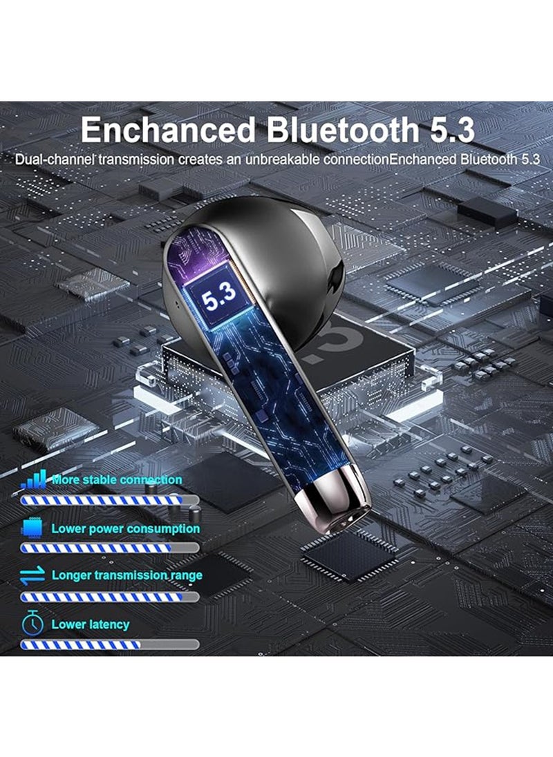 X-level - Wireless Earbud, Bluetooth Headphones 5.3 Stereo Bass 42H in-Ear Earphones 2024 Noise Cancelling Ear Buds 4 ENC Mic Call Bluetooth Earbud USB-C LED Display IP7 Waterproof Sport Headset for Android iOS - Image 1