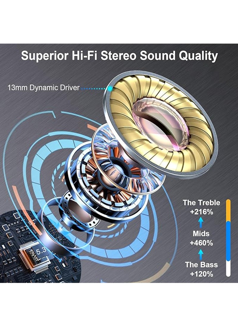 X-level - Wireless Earbud, Bluetooth Headphones 5.3 Stereo Bass 42H in-Ear Earphones 2024 Noise Cancelling Ear Buds 4 ENC Mic Call Bluetooth Earbud USB-C LED Display IP7 Waterproof Sport Headset for Android iOS - Image 1