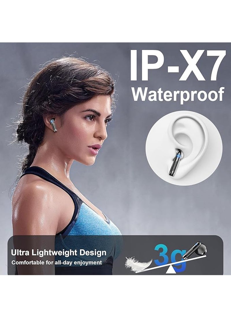 X-level - Wireless Earbud, Bluetooth Headphones 5.3 Stereo Bass 42H in-Ear Earphones 2024 Noise Cancelling Ear Buds 4 ENC Mic Call Bluetooth Earbud USB-C LED Display IP7 Waterproof Sport Headset for Android iOS - Image 1