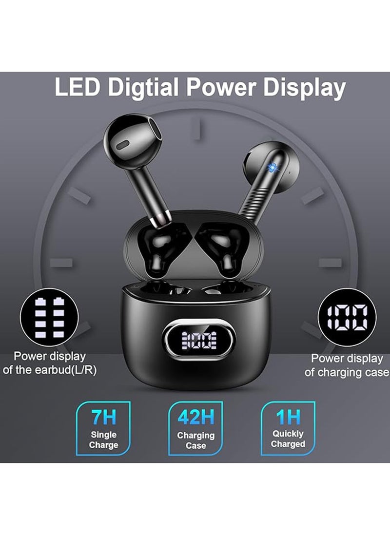 X-level - Wireless Earbud, Bluetooth Headphones 5.3 Stereo Bass 42H in-Ear Earphones 2024 Noise Cancelling Ear Buds 4 ENC Mic Call Bluetooth Earbud USB-C LED Display IP7 Waterproof Sport Headset for Android iOS - Image 1