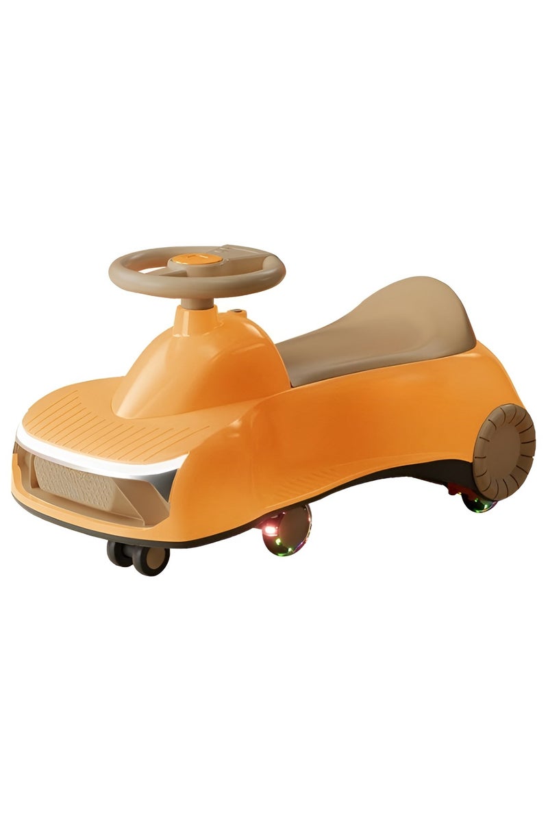 سيارة صفراء للأطفال مزودة بعجلات LED من البولي يوريثان وعجلة قيادة - لعبة دفع ممتعة للأطفال الصغار - Image 1