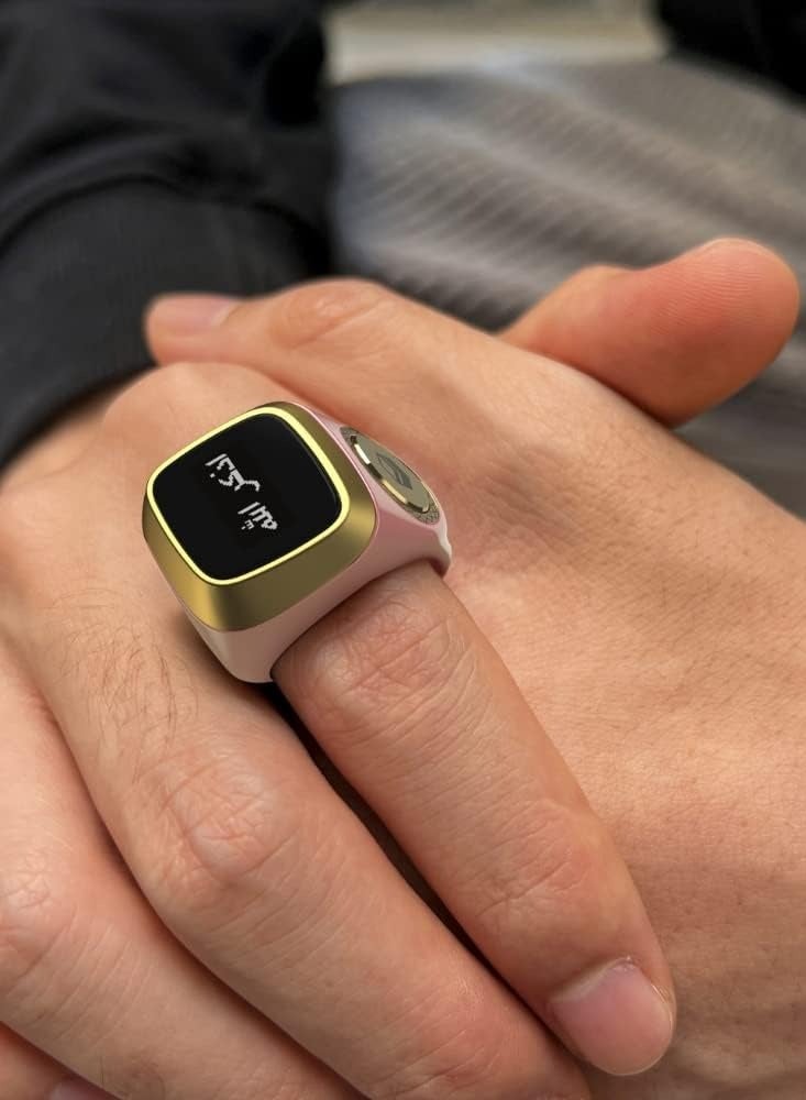 20 ملم خاتم زكر ذكي مع تذكير الاهتزاز وعداد التسبيح واتصال البلوتوث لتطبيق IQIBLA الحصري و 5 تذكيرات الصلاة اليومية لون وردي - Image 5