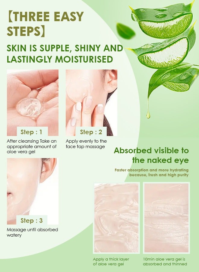 NIKITA.VIVI 300g Natural Aloe Vera Gel for Face & Body Refreshing & Moisturizing Gel Oil Control Deep Cleansing Brightening Skin Tone Shrinking Pores Natural Extracts Infused Face Cream Gel - Image 4