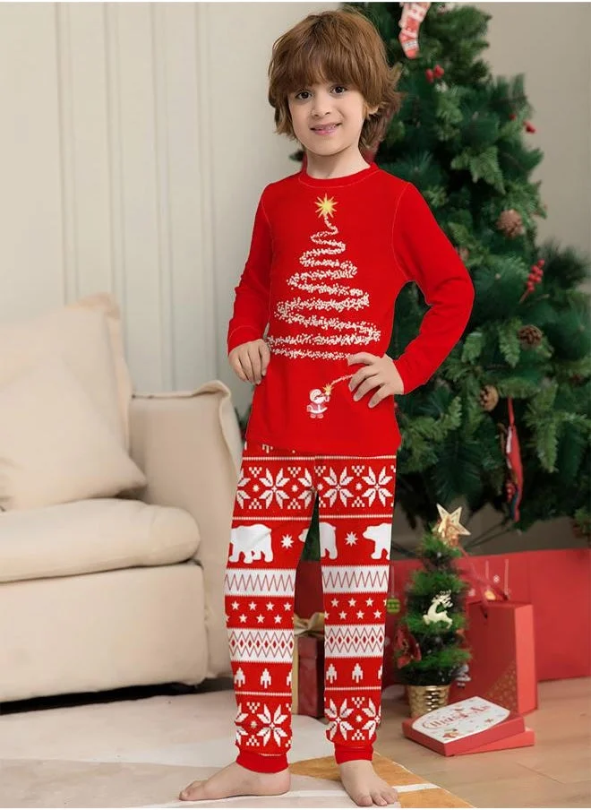 babyqlo Christmas Tree printed t-shirt with printed pajama set for kids