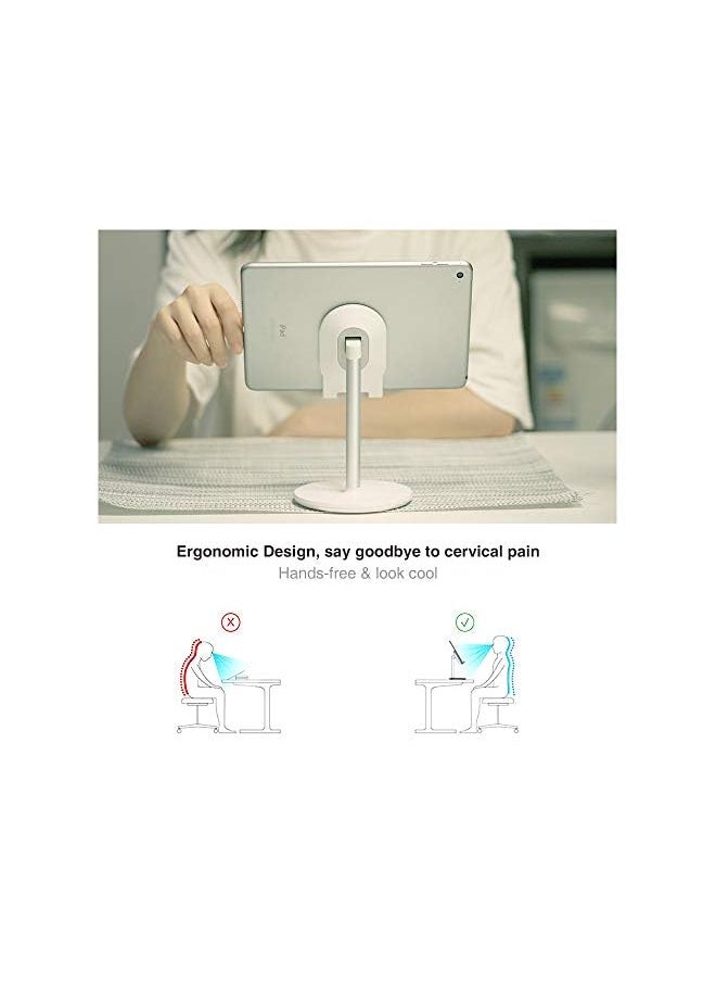Bright Stone Stone Phone Stand for Desk, Adjustable Tablet Stand Phone Holder for Desk, Compatible with 4"-12.9" Phones/Tablet/iPhone/iPad/Switch (White)  - Image 2