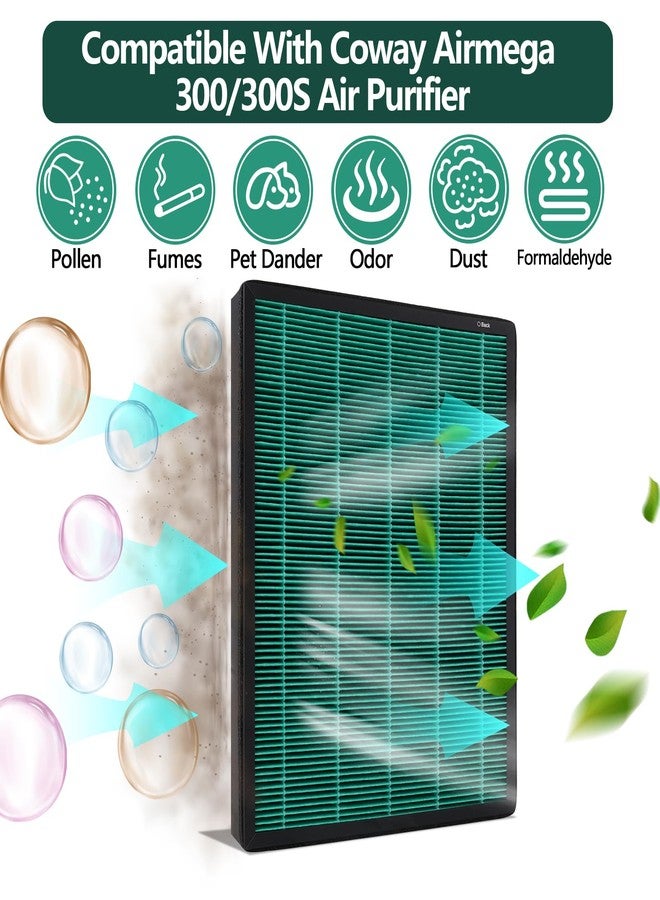 Demiwise 300/300S HEPA Filter Replacement, Compatible with Coway AIRMEGA Max2 300/300S Air Purifier AP-1515-H, 2-In-1 Green Air Purifier Filter and Activated Carbon Filter for Dust, Smoke and More, 2Pack - Image 2