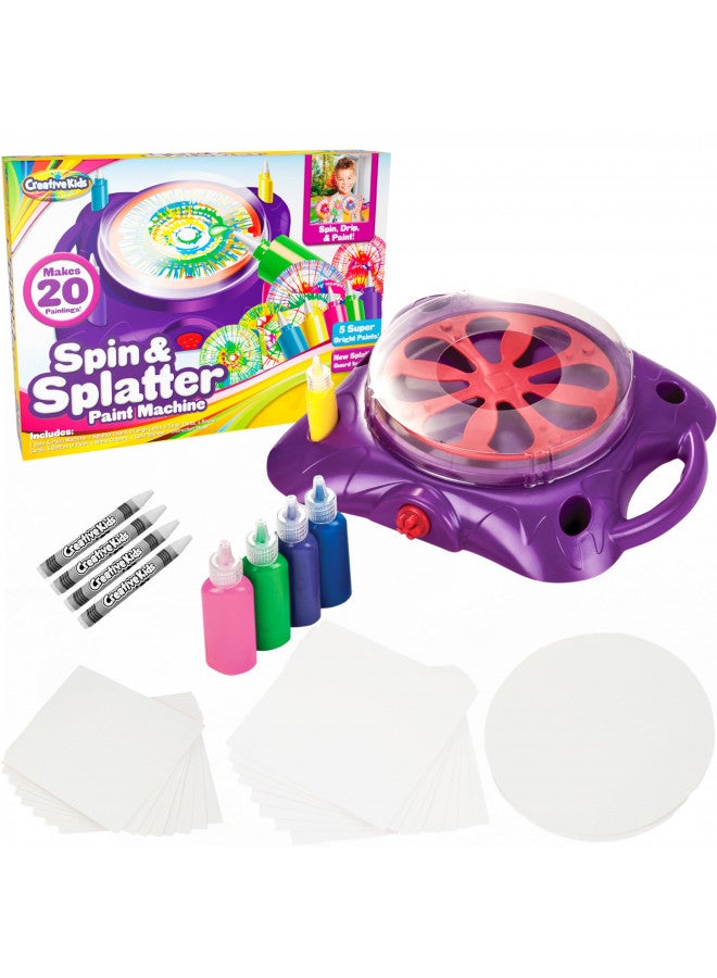 Creative Kids Creative Kids Spin & Paint Art Kit - Spinning Art Machine + Flexible Splatter Guard + 5 Bottles of Paint + 8 Large, 8 Small, 4 Round Cards + 4 White Crayons | Preschool Toddlers, Children & Adults, 6+ - Image 1