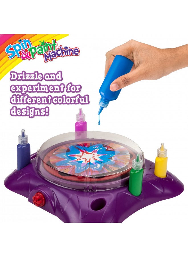 Creative Kids Creative Kids Spin & Paint Art Kit - Spinning Art Machine + Flexible Splatter Guard + 5 Bottles of Paint + 8 Large, 8 Small, 4 Round Cards + 4 White Crayons | Preschool Toddlers, Children & Adults, 6+ - Image 3