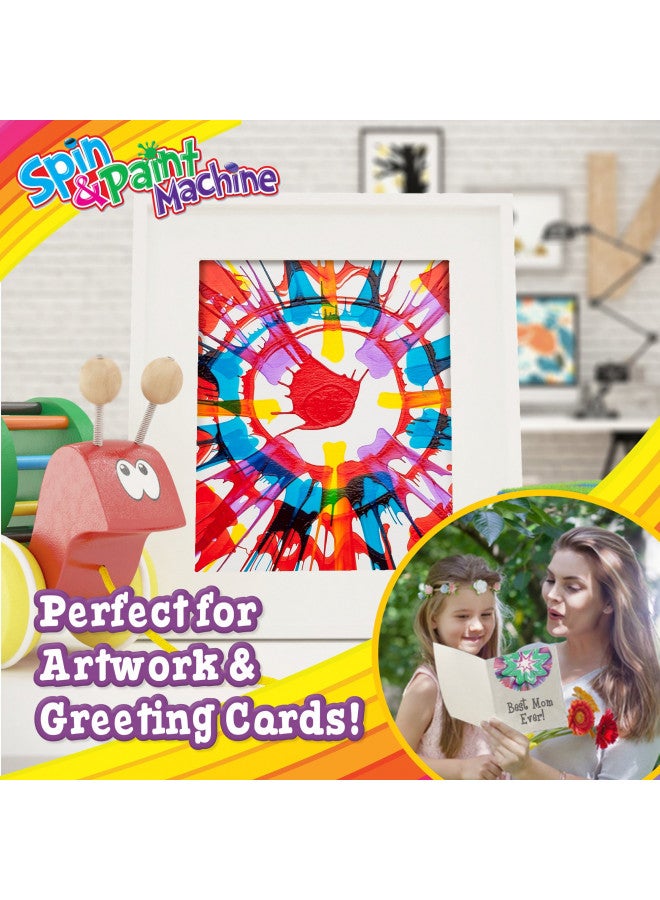 Creative Kids Creative Kids Spin & Paint Art Kit - Spinning Art Machine + Flexible Splatter Guard + 5 Bottles of Paint + 8 Large, 8 Small, 4 Round Cards + 4 White Crayons | Preschool Toddlers, Children & Adults, 6+ - Image 4