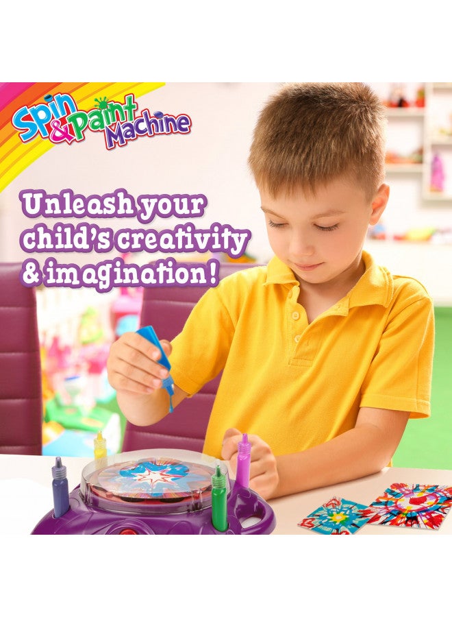 Creative Kids Creative Kids Spin & Paint Art Kit - Spinning Art Machine + Flexible Splatter Guard + 5 Bottles of Paint + 8 Large, 8 Small, 4 Round Cards + 4 White Crayons | Preschool Toddlers, Children & Adults, 6+ - Image 5