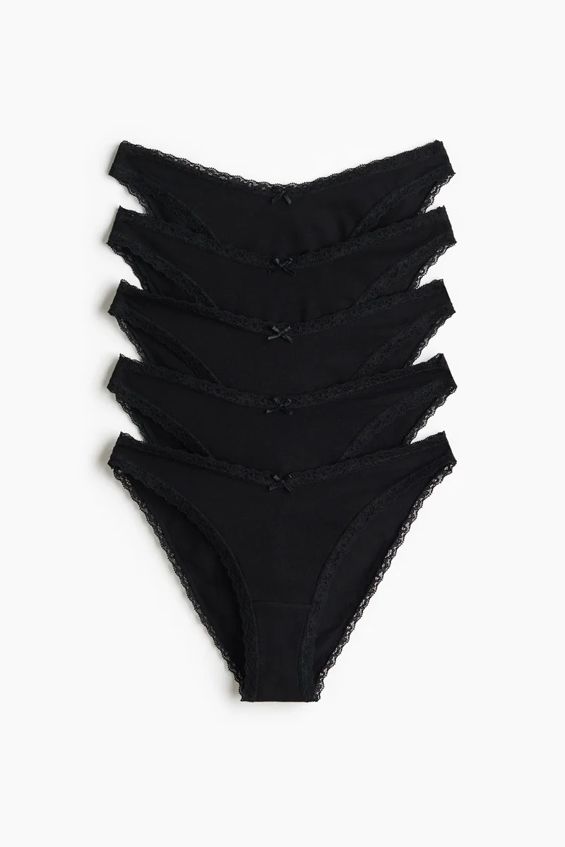 5-pack lace-trimmed cotton briefs