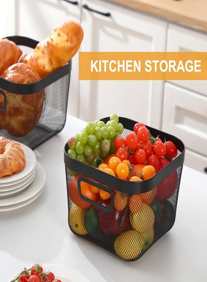 ROZADIO Stylish Metal Mesh Basket - Square Storage Bin with Easy-Carry Handles - Perfect for Home Organization (Multicolor, Pack of 1) - Image 4