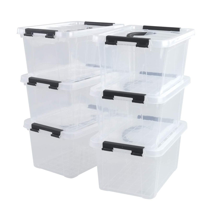 Cadineus 6-Pack Clear Storage Boxes  Latching Storage Bins With Lids  11.02'' X 7.71'' X 5.7'' - Image 1