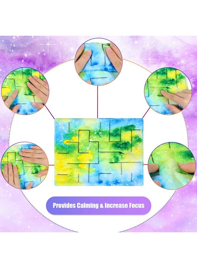 Youyole 9 Pcs Fidget Marble Maze Mat Bulk, Soft Fabric Sensory Cloth Stress Relief Toys Quiet Classroom Fidget Toys for Kids Back to School Supplies, 7.8 x 6 Inch(Starry Sky) - Image 3
