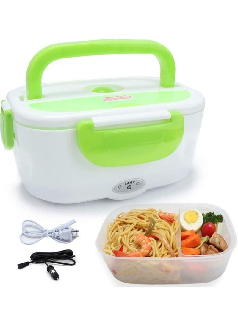 Electric Lunch Box, Portable Food Heater Car and Home Dual Use with BPA Free PP Plastic Container Food Grade Material 110V&12V40W, Food Warmer Heater 1.5L, Spoon and 2 Compartments Included … - Image 1