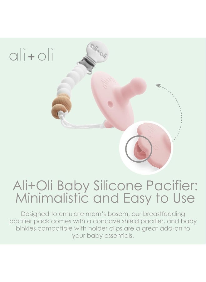 Ali+Oli Pacifier for Baby (2-pk) Original Round Edge (Grey & Sage) One-Size BPA-Free Silicone Soother Set for Newborn & Up - Image 2