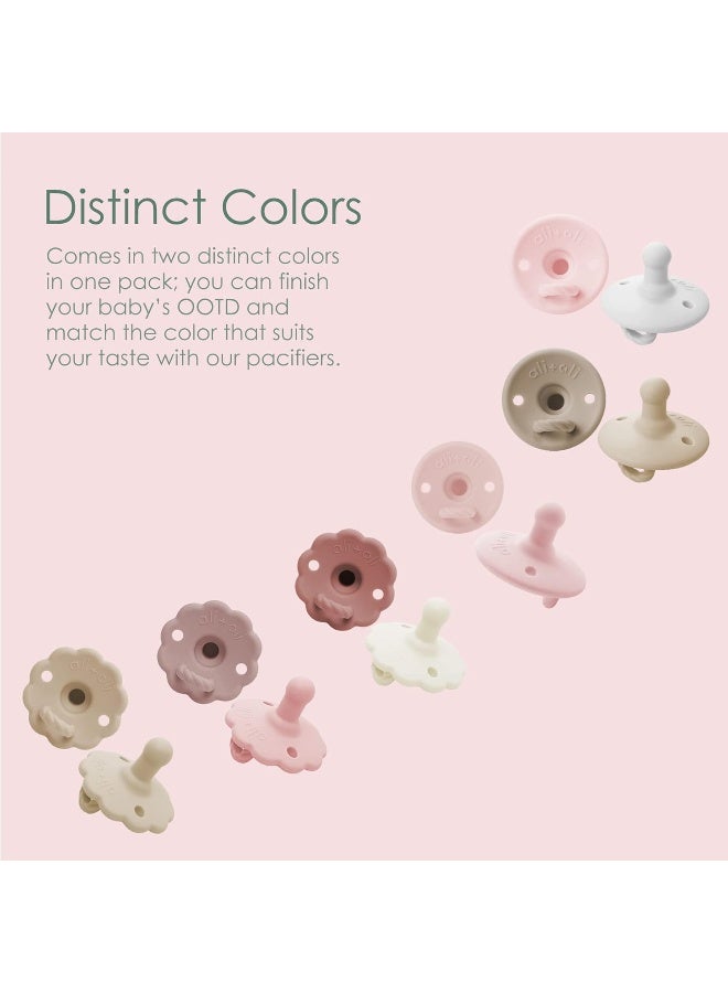 Ali+Oli Pacifier for Baby (2-pk) Original Round Edge (Grey & Sage) One-Size BPA-Free Silicone Soother Set for Newborn & Up - Image 4