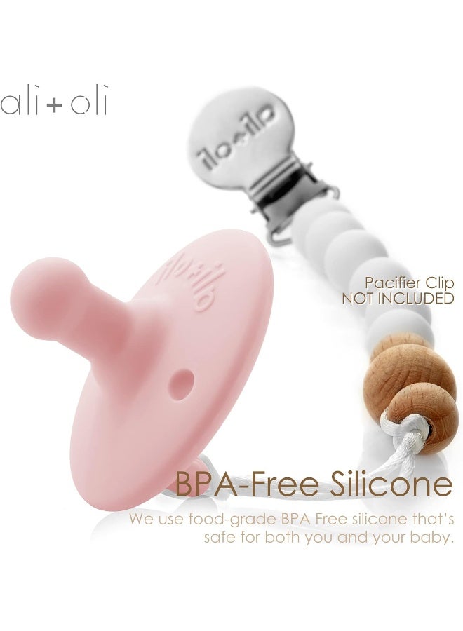 Ali+Oli Pacifier for Baby (2-pk) Original Round Edge (Grey & Sage) One-Size BPA-Free Silicone Soother Set for Newborn & Up - Image 3