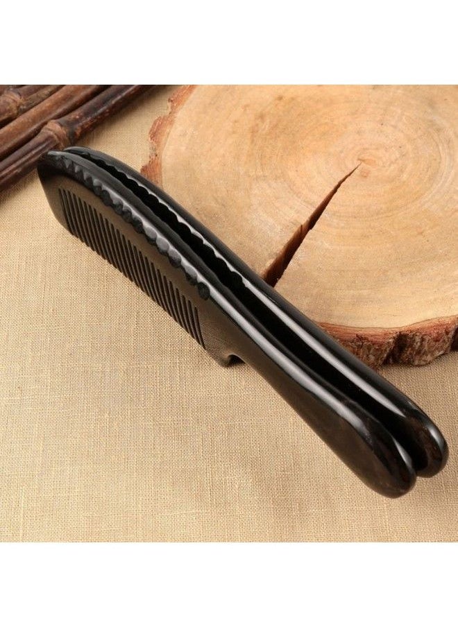 NBWDY - Natural 7.5Inch Black Buffalo Ox Horn Comb Handmade Premium Quality Antistatic Fulltooth Horn Comb Portable Bag Comb Massage Hair Comb(1Pcs) - Image 1