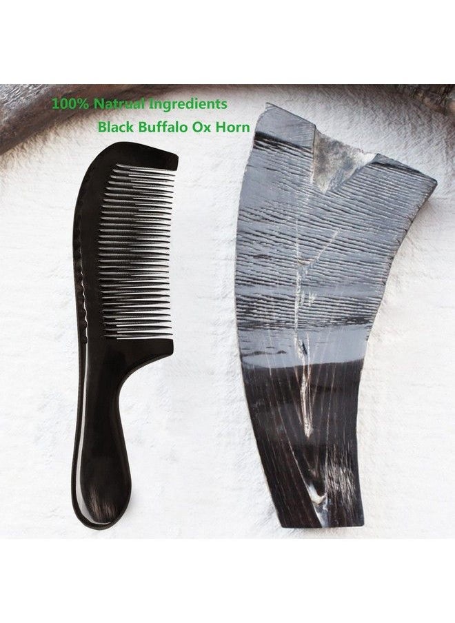 NBWDY - Natural 7.5Inch Black Buffalo Ox Horn Comb Handmade Premium Quality Antistatic Fulltooth Horn Comb Portable Bag Comb Massage Hair Comb(1Pcs) - Image 1