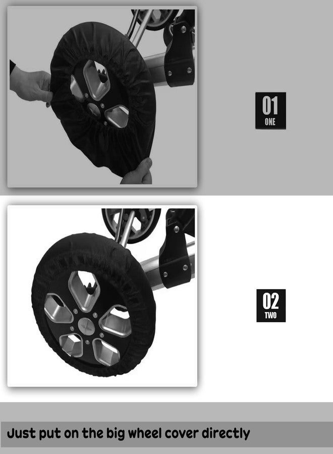 OUTTDID 2Pcs Baby Stroller Wheel Cover, Dustproof Kid Baby Wheelchair Protector Baby Stroller Wheel Covers Pushchair Wheel Cover Stroller Accessory (L) - Image 3