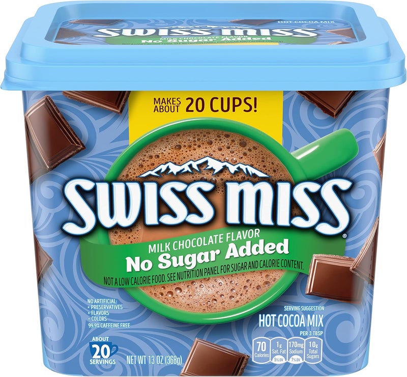 Swiss Miss No Sugar Added Hot Cocoa Mix Canister - Image 1