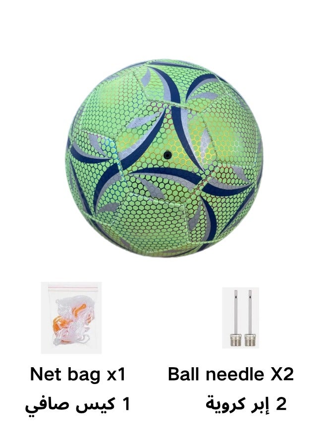 كرة قدم ليلية مقاس 5 مع حقيبة شبكية وإبر كرة، تتوهج في الظلام، مناسبة للتمرين والمباريات ليلاً ونهاراً، خامات عالية الجودة، هدية مثالية لعيد الأضحى - Image 4