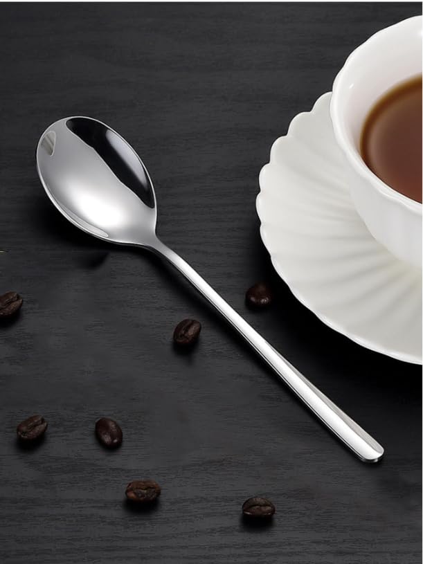 NAIDEV Stainless Steel Long Handle Spoon Korean Spoon Set for Home Kitchen or Restaurant Kitchen Utensil Eating Tableware Cutlery silverware Dishwasher Safe Tea spoon Use for HomeRestaurantset of 6 - Image 4