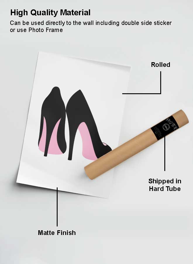 LOWHA Poster Painting Art With Four Separate Pieces Of Double-Sided Stickers Heels For Home Bedroom Living Room And Office Decor  - Image 2