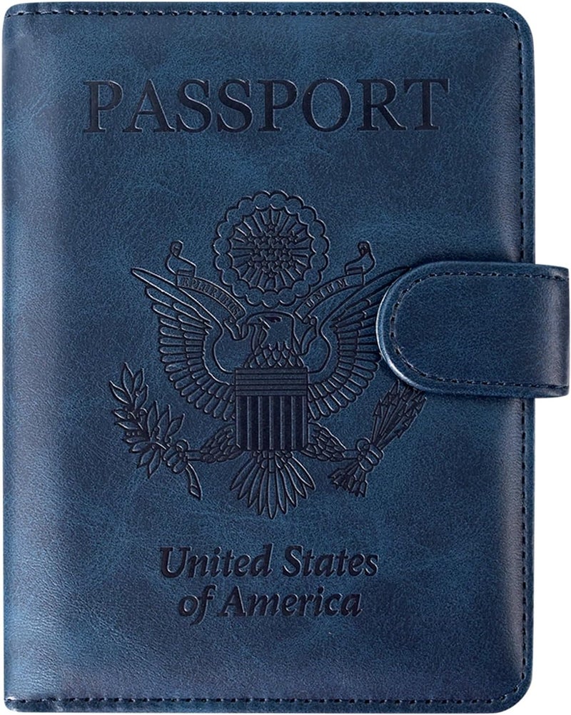 ACdream Blue Unisex Passport and Vaccine Card Holder, RFID Blocking, Faux Leather, 20 in - Image 1